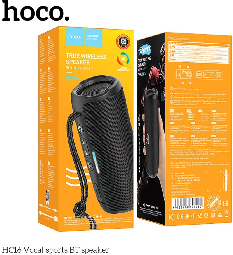 Hoco Boxa Portabila Bluetooth 5.3, 20W - Hoco Vocal (HC16) - Black 6931474791450