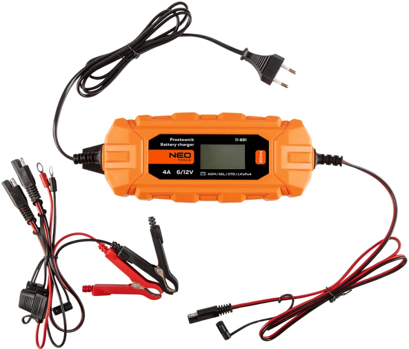 NEO TOOLS Φορτιστής - Συντηρητής μπαταριών αυτόματος 6/12V-4A 11-891