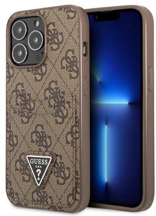 Case IPHONE 13 PRO Guess Hardcase 4G Triangle Logo Cardslot (GUHCP13LP4TPW) brown