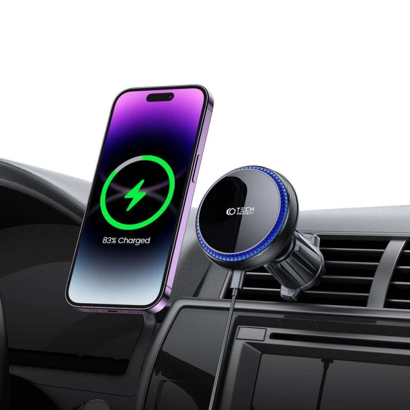 Magnetic MagSafe Car Mount with Wireless Charging 15W for Vent Car Tech-Protect MM15W-V4 black