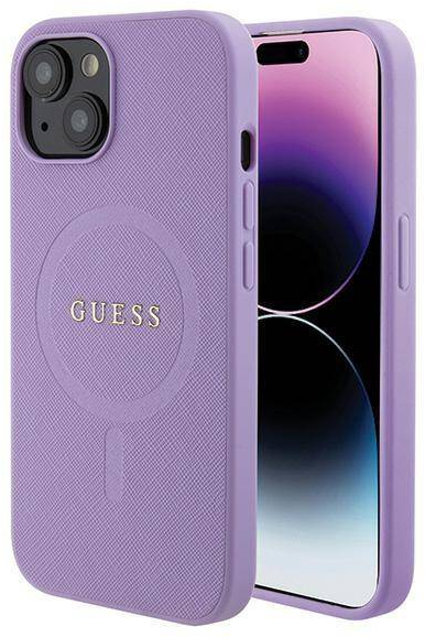 Original Case APPLE IPHONE 15 Guess Hardcase Saffiano MagSafe (GUHMP15SPSAHMCU) purple