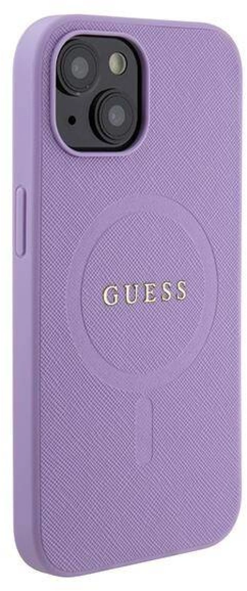 Original Case APPLE IPHONE 15 Guess Hardcase Saffiano MagSafe (GUHMP15SPSAHMCU) purple