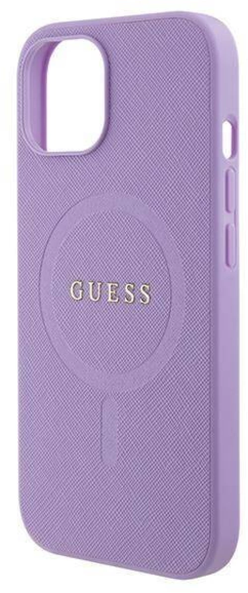 Original Case APPLE IPHONE 15 Guess Hardcase Saffiano MagSafe (GUHMP15SPSAHMCU) purple