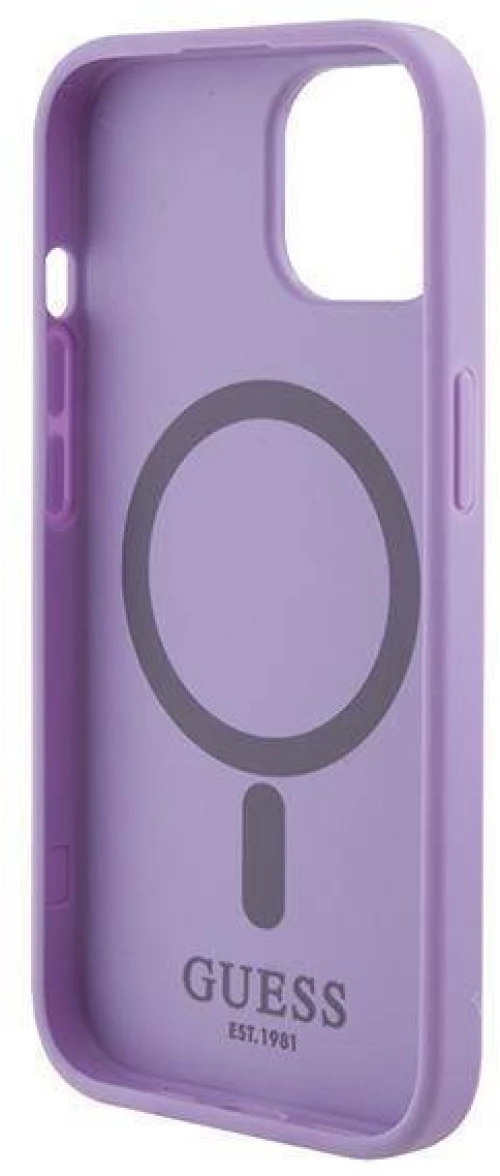 Original Case APPLE IPHONE 15 Guess Hardcase Saffiano MagSafe (GUHMP15SPSAHMCU) purple