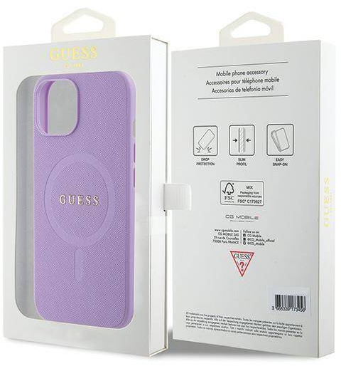 Original Case APPLE IPHONE 15 Guess Hardcase Saffiano MagSafe (GUHMP15SPSAHMCU) purple