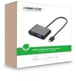UGREEN HDMI to VGA/HDMI Converter w Audio CM101, Black (40744)