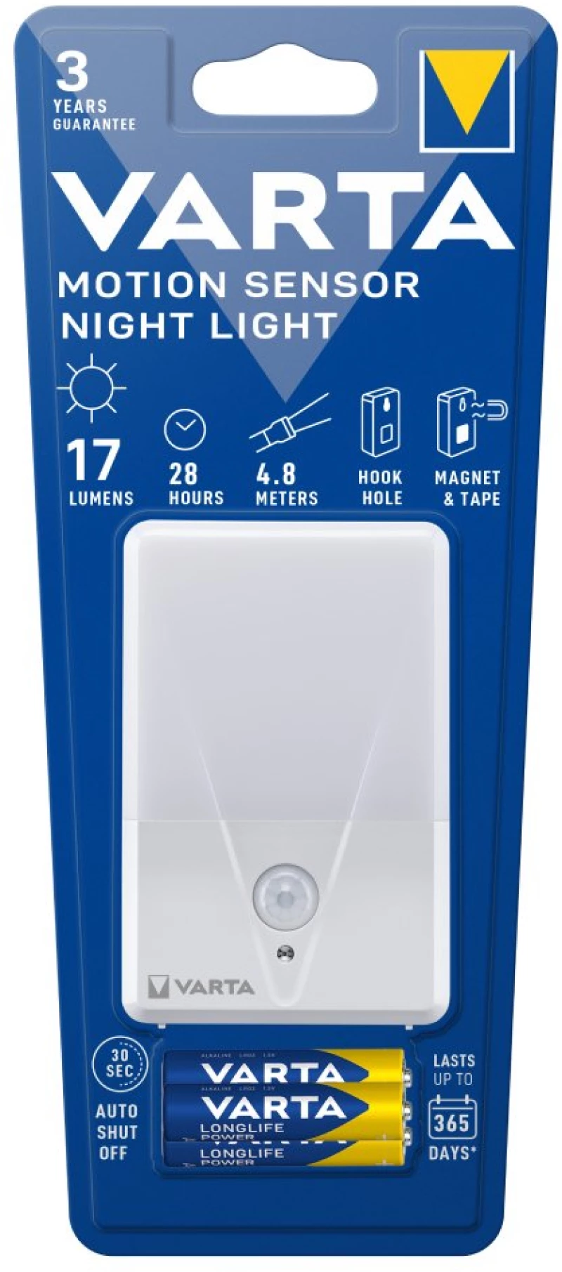 VARTA Φωτιστικό Νυκτός με Αισθητήρα Κίνησης LED Motion Sensor Night Light + 3xAAA