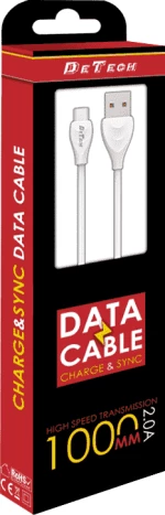 Кαλώδιο δεδομένων DeTech De-24i, Lightning (iPhone 5/6/7 / SE), 1.0m, Λευκό - 14127