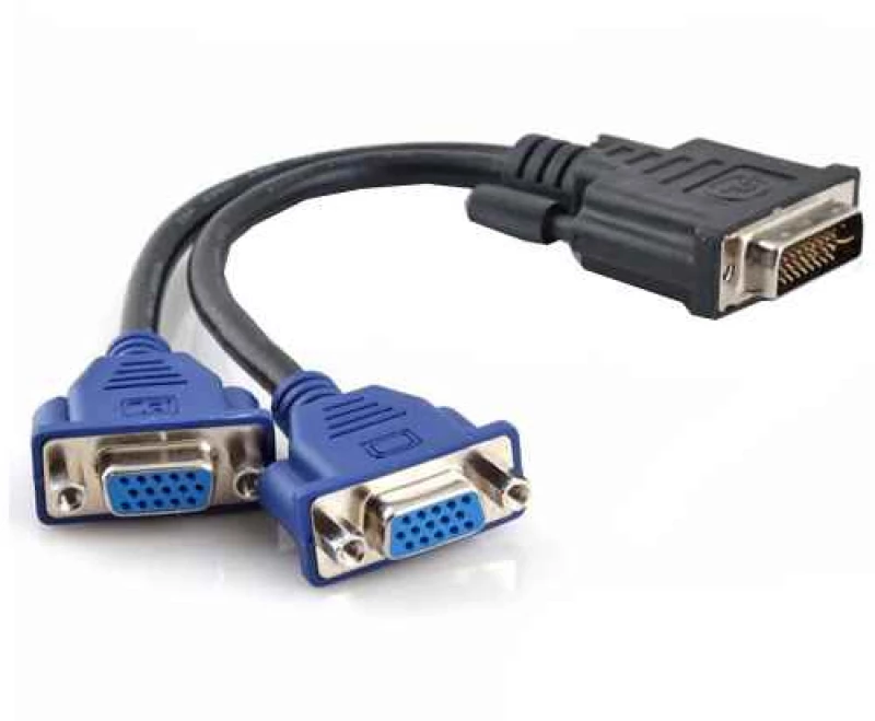 Μετατροπέας DVI 24+5 М σε 2xVGA F, DeTech, Μαύρο - 18251