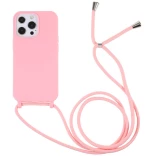 Θήκη Σιλικόνης Με Κορδόνι Για Το Λαιμό Soft Silicone Για iPhone 13 Pro - Ανοιχτό Ροζ OEM
