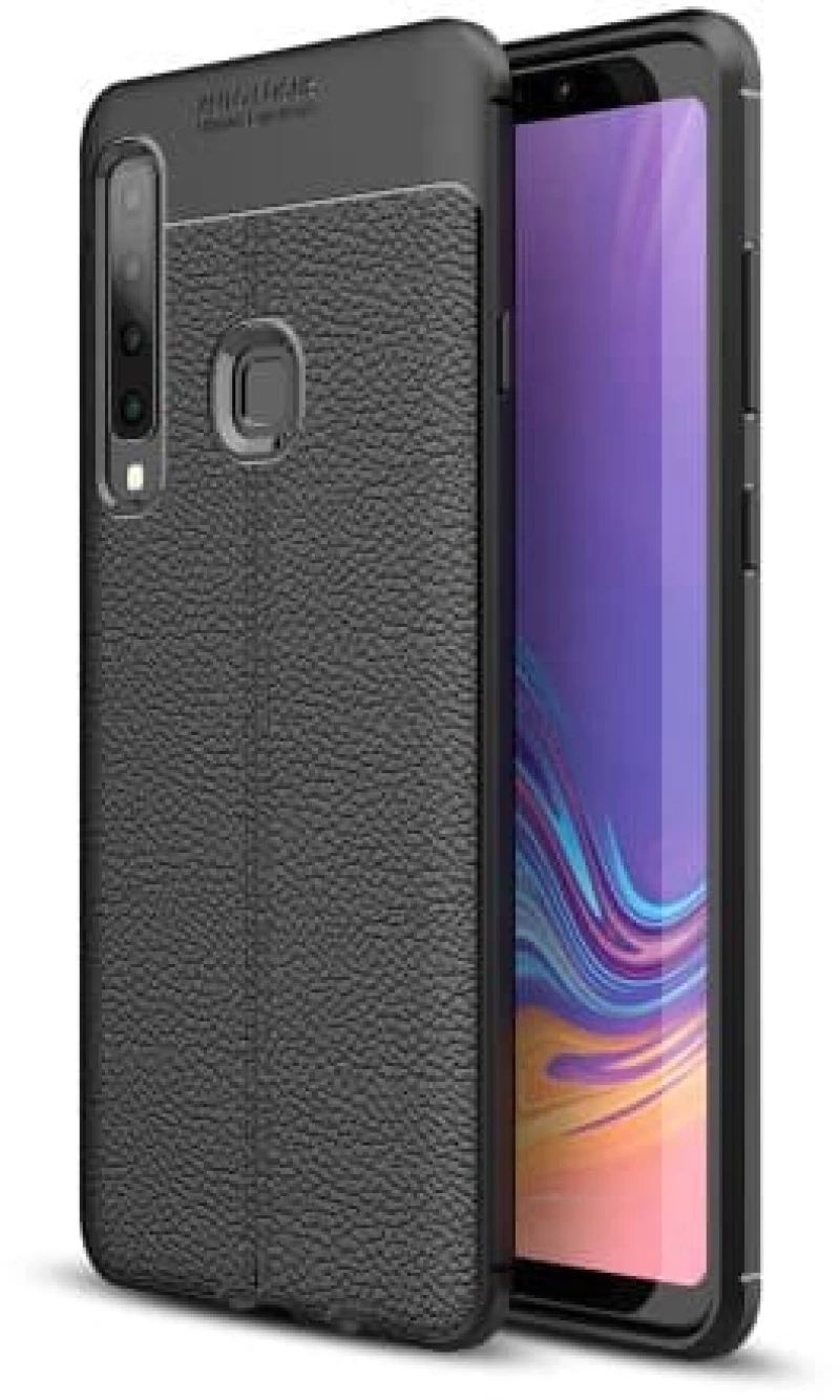 OEM Carbon Θήκη Leather Like Κάλυμμα Πλάτης για Samsung Galaxy A9 2018 Μαύρο