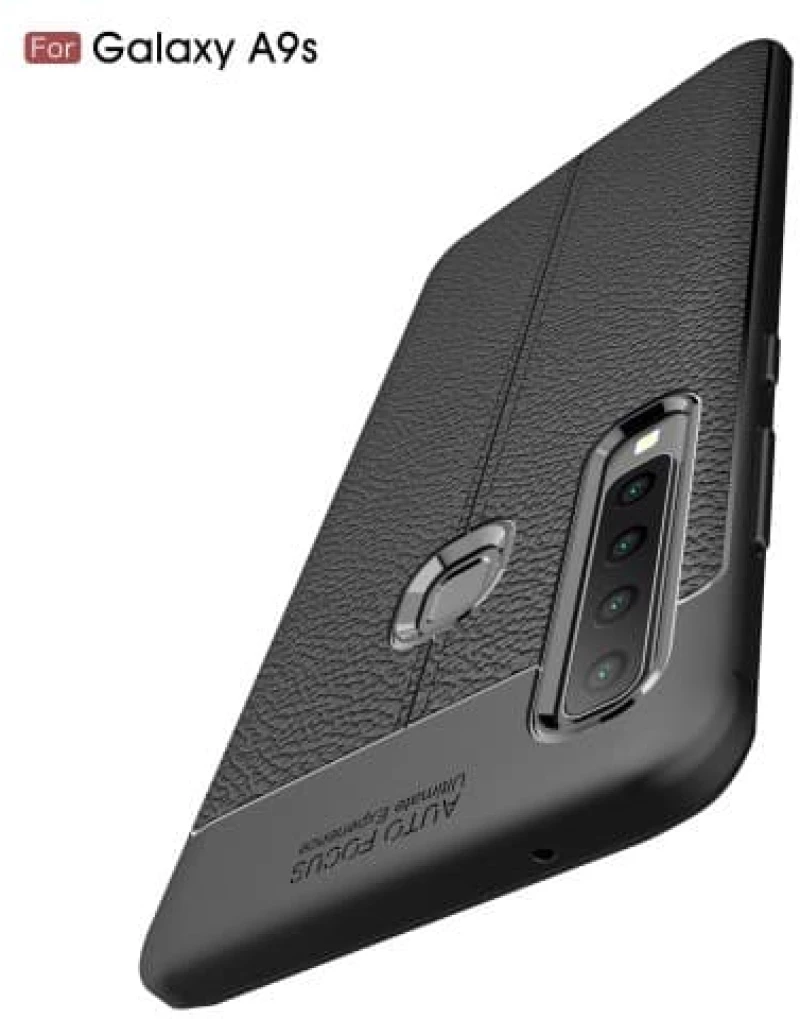 OEM Carbon Θήκη Leather Like Κάλυμμα Πλάτης για Samsung Galaxy A9 2018 Μαύρο
