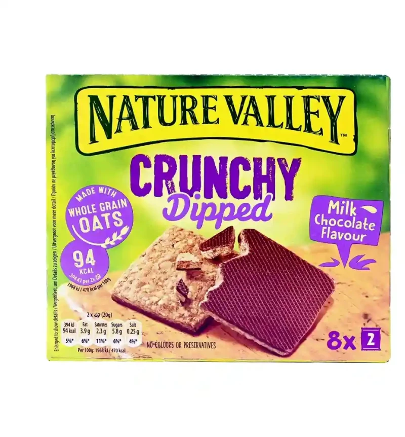 Μπάρες Βρώμης Nature Valley Crunchy Dipped Milk Chocolate Flavour 8x20g