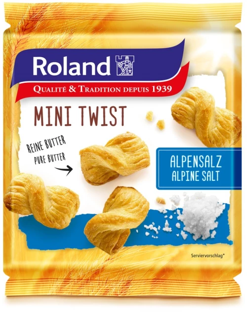 Κρουασίνια Βουτύρου Μίνι με Αλάτι Αλπέων Roland Mini Twist Alpine Salt 75g
