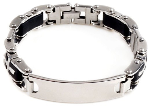 Ανδρικό ατσάλινο βραχιόλι μαύρο ασημί OFM-J