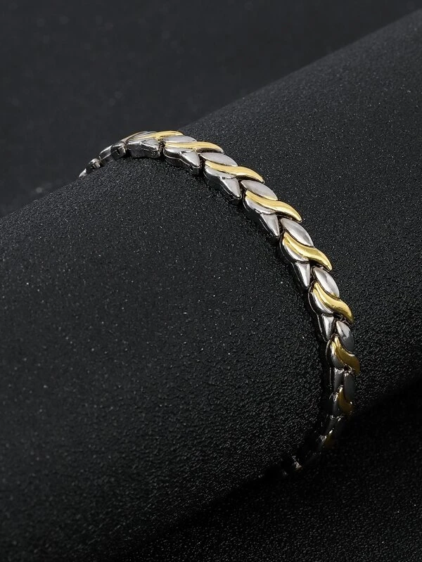 Ανδρικό ατσάλινο βραχιόλι δίχρωμο χρυσό-ασημί