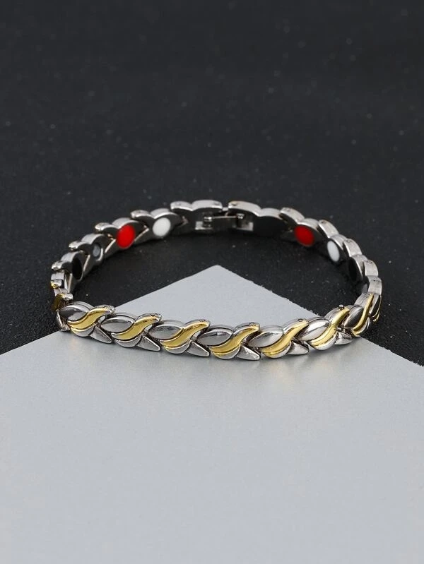 Ανδρικό ατσάλινο βραχιόλι δίχρωμο χρυσό-ασημί