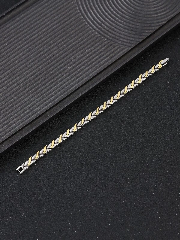 Ανδρικό ατσάλινο βραχιόλι δίχρωμο χρυσό-ασημί