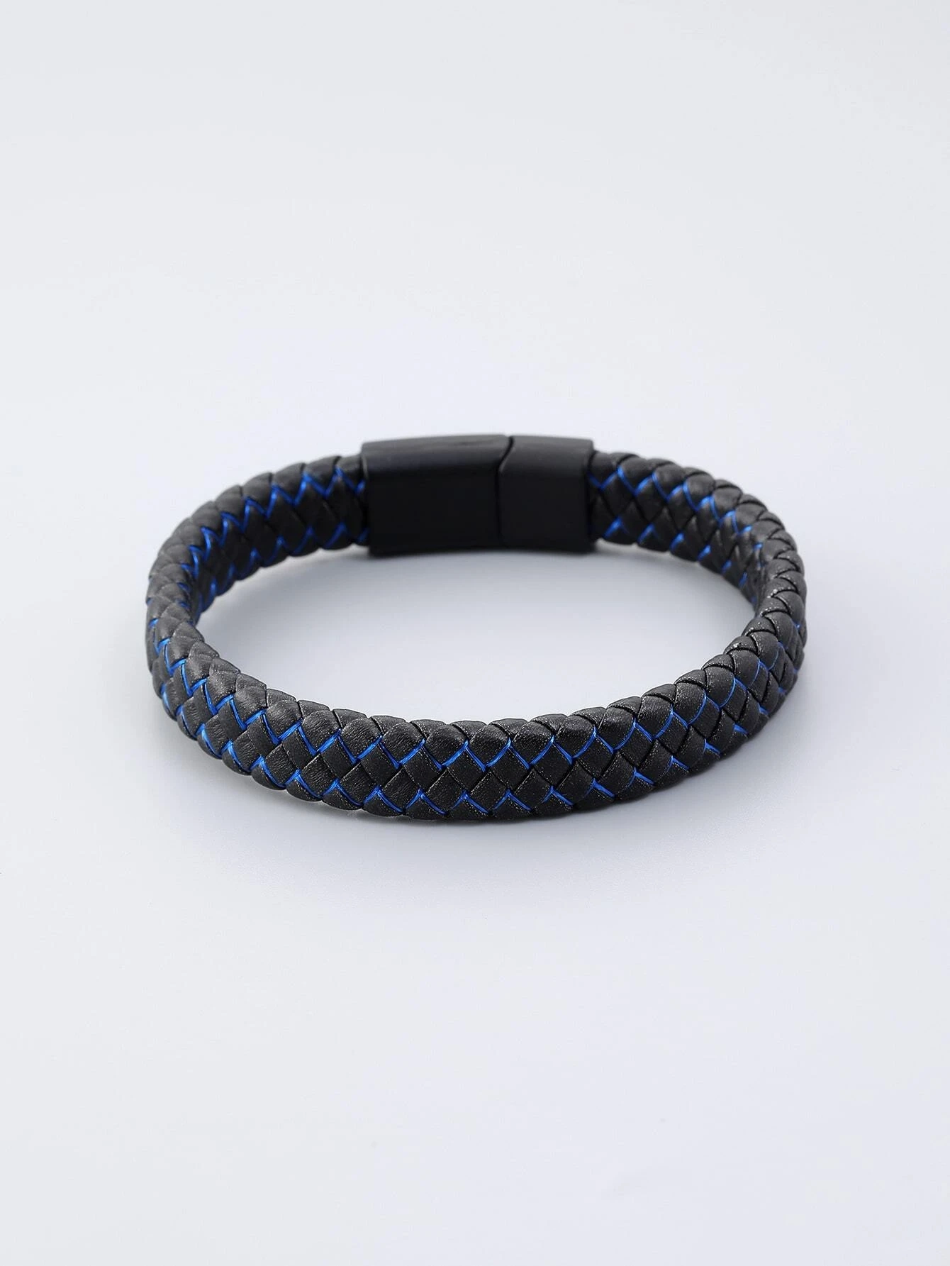 Μπλε ανδρικό δερμάτινο βραχιόλι
