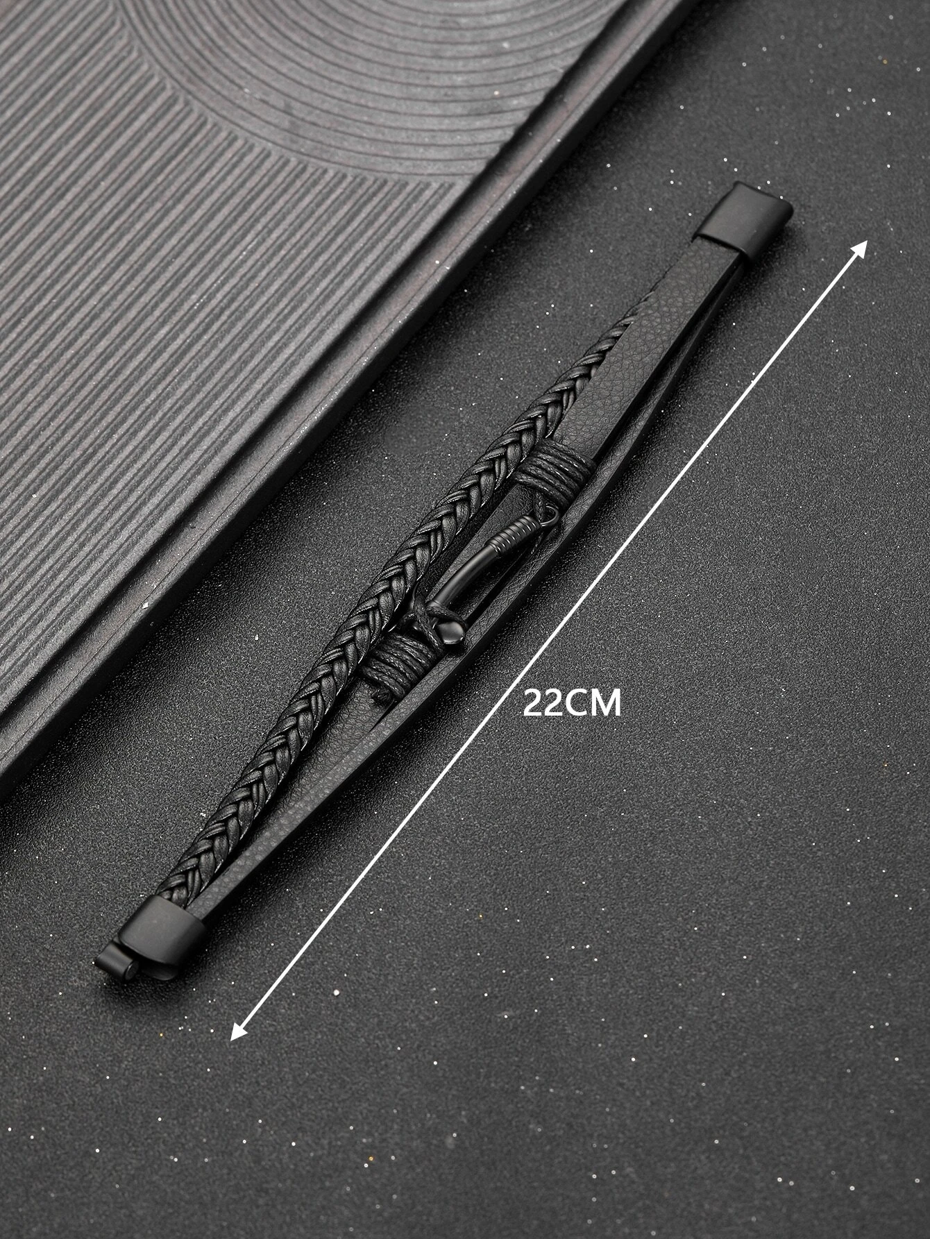 Μαύρο ανδρικό βραχιόλι πλεκτό με άγκυρα