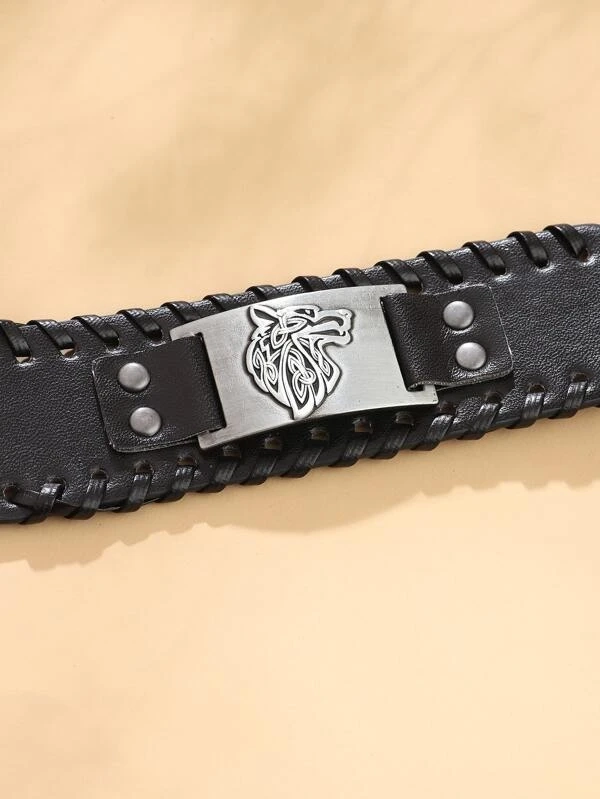 Ανδρικό δερμάτινο casual μπρασελέ λύκος