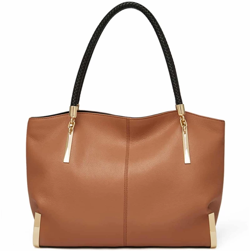 Δερμάτινη Γυναικεία Τσάντα Shopper  Ωμου Foxer 938032F καφέ
