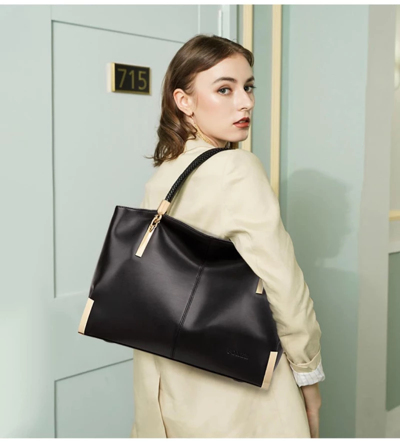 Δερμάτινη Γυναικεία Τσάντα Shopper  Ωμου Foxer 938032F καφέ