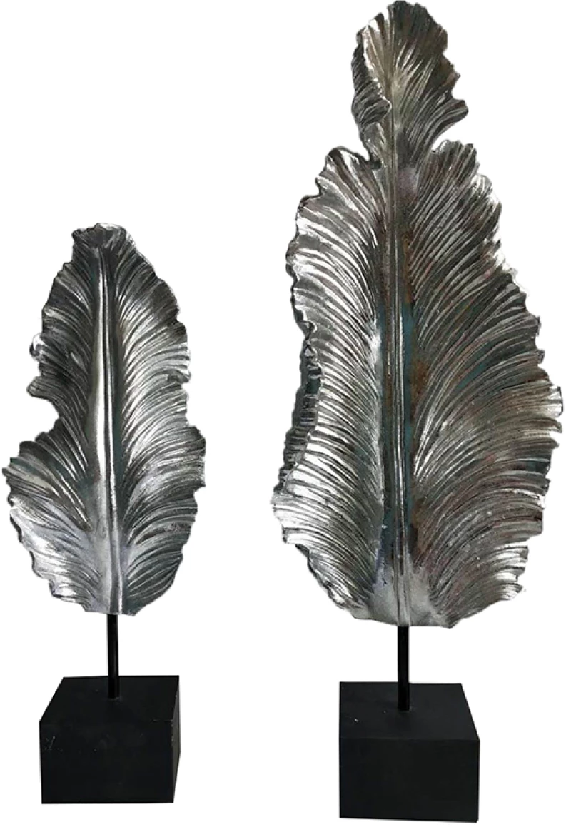FILO DECO ΦΥΛΛΟ POLYRESIN ΑΣΗΜΙ ΜΑΥΡΟ 24x12xH62cmINTHEBOX