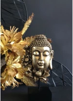 LOTUS BUDDHA DECO ΒΟΥΔΑΣ POLYRESIN ΧΡΥΣΟ ΜΑΥΡΟ 18,6x9xH35cmINTHEBOX