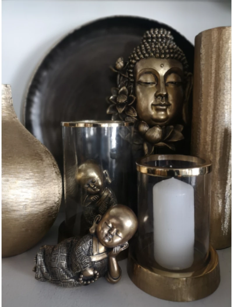 LOTUS BUDDHA DECO ΒΟΥΔΑΣ POLYRESIN ΧΡΥΣΟ ΜΑΥΡΟ 18,6x9xH35cmINTHEBOX