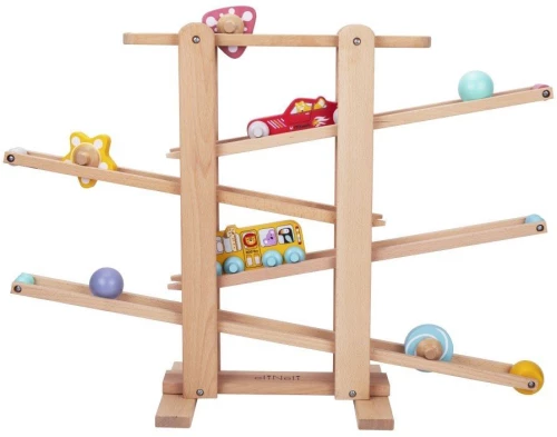 ELINELI "RACE" MONTESSORI XXL ΞΥΛΙΝH ΠΙΣΤΑ ΑΓΩΝΩΝ ΣΕΤ ΜΕ ΛΕΩΦΟΡΕΙΟ + ΑΥΤΟΚΙΝΗΤΟ  8595701790791