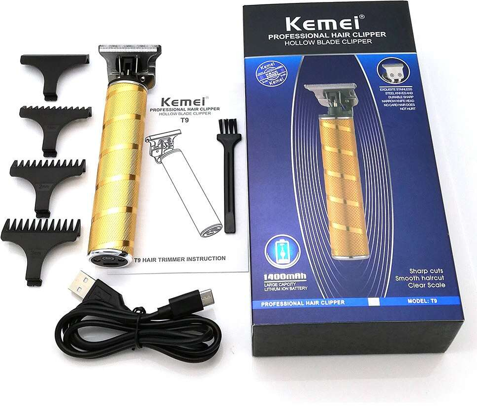 Επαναφορτιζόμενη Κουρευτική Μηχανή Kemei KM-T9 Χρυσό