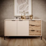 Μπουφές Rave με συρτάρια Μπεζ+φυσικό Viking 153x82x40cm