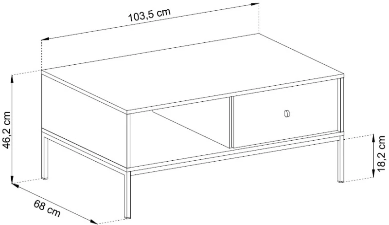 Τραπεζάκι Mono Μπλε 103,5x46,2x68cm