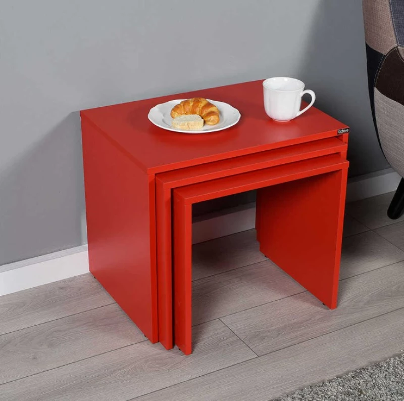 Σετ τραπεζάκια Ζιγκον Κόκκινο 55x47x40cm