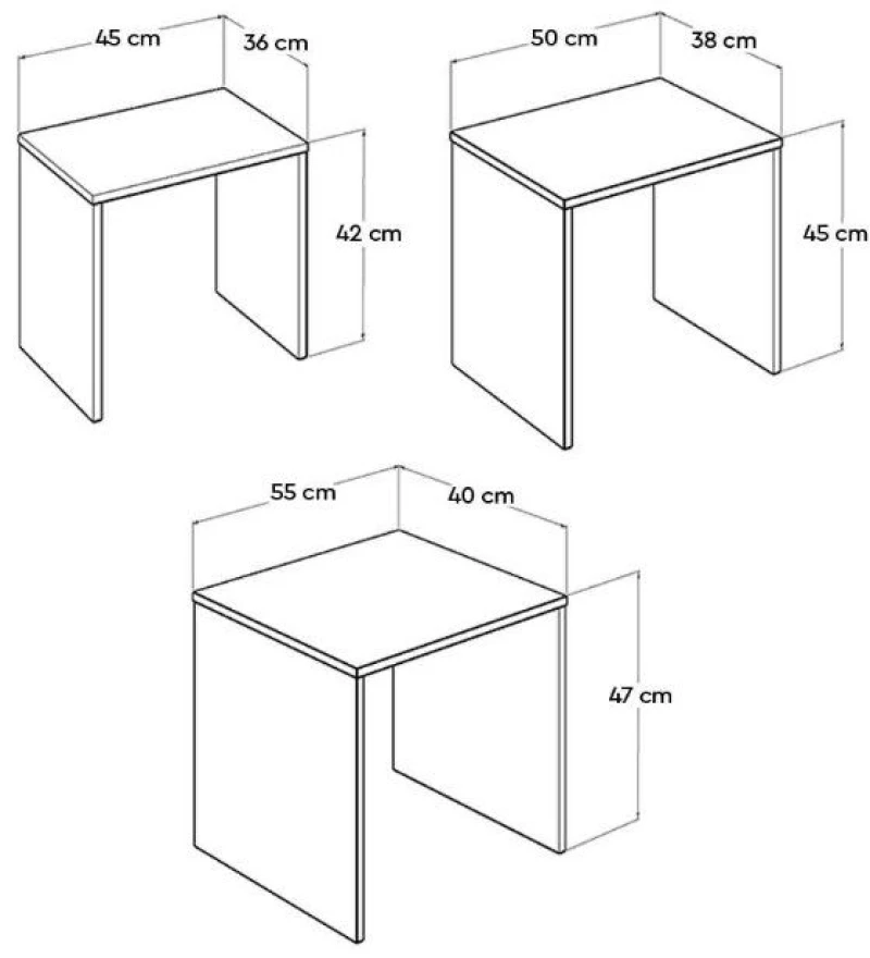 Σετ τραπεζάκια Ζιγκον Κόκκινο 55x47x40cm