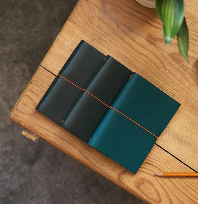 Paper Republic Grand Voyageur Pocket Leather Journal Petrol Blue