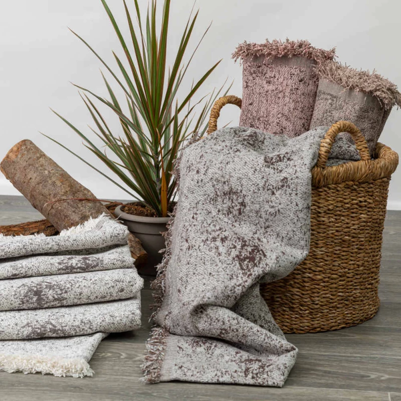 Ριχτάρι Σενίλ Τριθέσιο Trace Borea Home Textiles - Ροζέ
