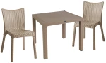 Τραπεζαρία κήπου Explore-Confident pakoworld σετ 3τεμ PP cappuccino 90x90x73,5εκ