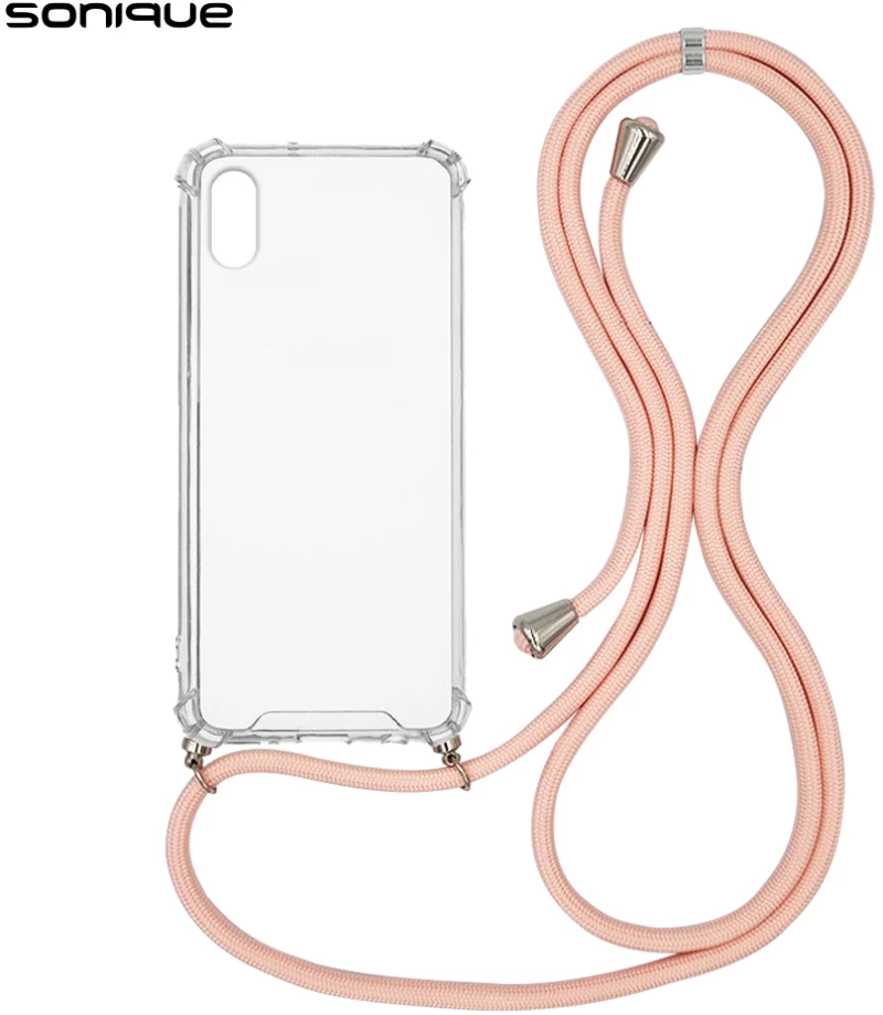 Θήκη Σιλικόνης με Κορδόνι Sonique Armor Clear Apple iPhone X / iPhone XS Ροζ - Sonique - Ροζ - iPhone X, iPhone XS