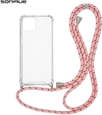 Θήκη Σιλικόνης με Κορδόνι Sonique Armor Clear Apple iPhone 14 Rainbow Ροζ - Sonique - Rainbow Ροζ - iPhone 14