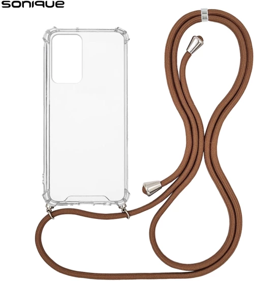 Θήκη Σιλικόνης με Κορδόνι Sonique Armor Clear Samsung Galaxy A23 5G / Galaxy A23 4G Καφέ - Sonique - Καφέ - Galaxy A23 4G, Galaxy A23 5G