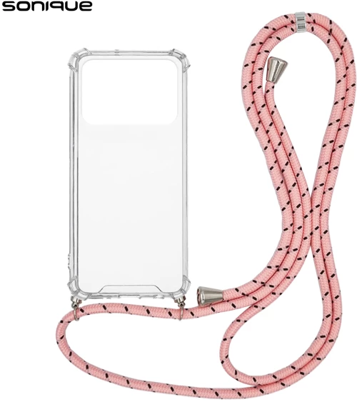 Θήκη Σιλικόνης με Κορδόνι Sonique Armor Clear Xiaomi Poco C40 Rainbow Ροζ - Sonique - Rainbow Ροζ - Poco C40