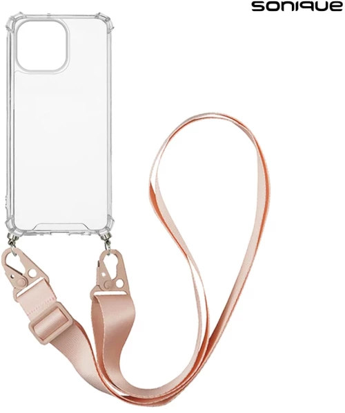 Θήκη Σιλικόνης με Strap Sonique Armor Clear Apple iPhone 14 Pro Max Ροζ - Sonique - Ροζ - iPhone 14 Pro Max