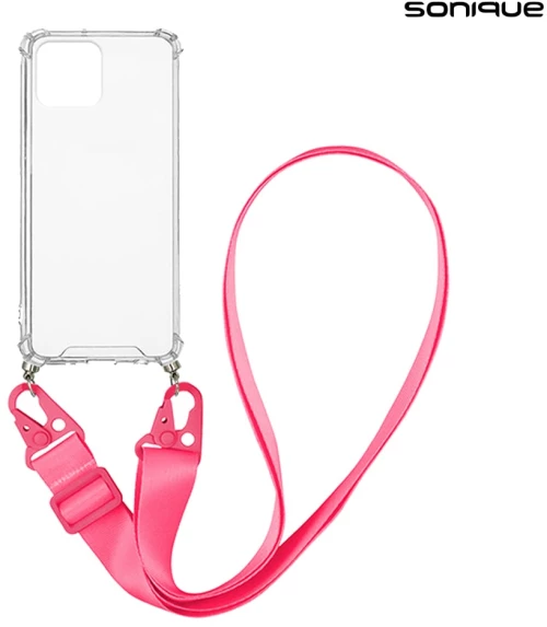 Θήκη Σιλικόνης με Strap Sonique Armor Clear Apple iPhone 12 / iPhone 12 Pro Φουξ - Sonique - Φουξ - iPhone 12, iPhone 12 Pro