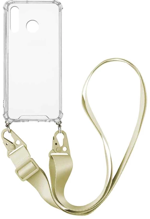 Θήκη Σιλικόνης με Strap Sonique Armor Clear Huawei P30 Lite Μπεζ - Sonique - Μπεζ - P30 Lite