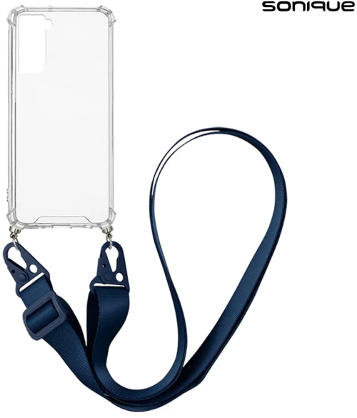 Θήκη Σιλικόνης με Strap Sonique Armor Clear Samsung Galaxy S21 Μπλε Σκούρο - Sonique - Μπλε Σκούρο - Galaxy S21