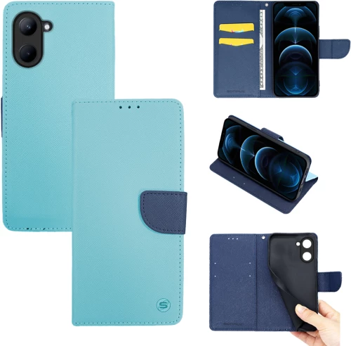 Θήκη Βιβλίο Sonique Trend Book Realme C33 Σιέλ / Σκούρο Μπλε - Sonique - Σιέλ / Σκούρο Μπλε - Realme C33