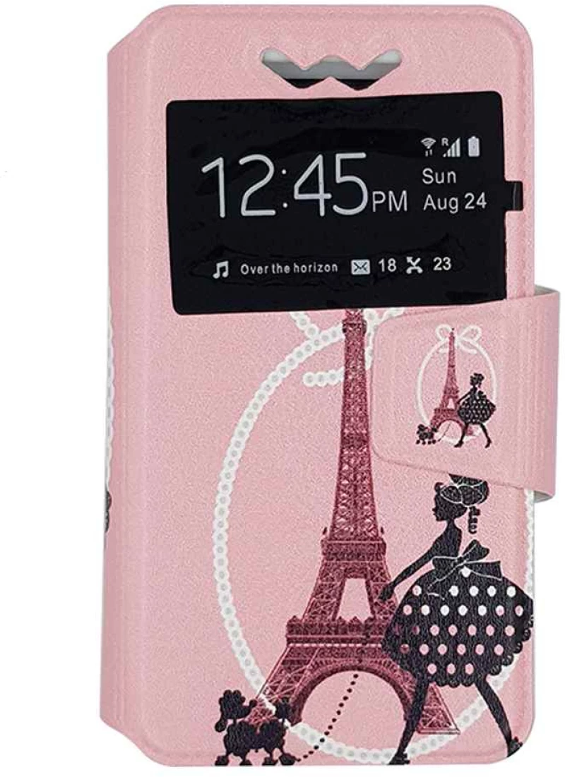 Θήκη Universal S-View Book Σχέδιο 2,8"-3.3" Paris Ροζ - OEM - Paris Ροζ - 2,8"-3.3"