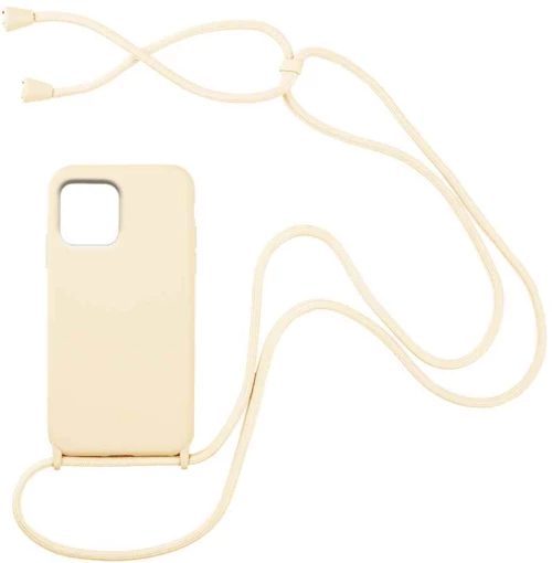 Θήκη Σιλικόνης με Κορδόνι CarryHang Apple iPhone 13 Μπεζ - My Colors - Μπεζ - iPhone 13